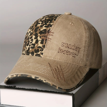 Leopard Print Letter Embroidered Baseball Cap