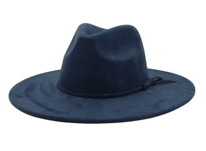 Vegan Suede Hat Teardrop Shape 9.5cm Wide Brim Fedora Hat Men's And Women's