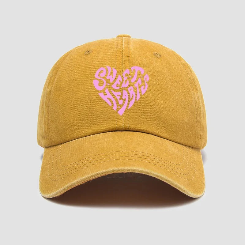 Pink Heart-Shaped Letter Printed Baseball Cap