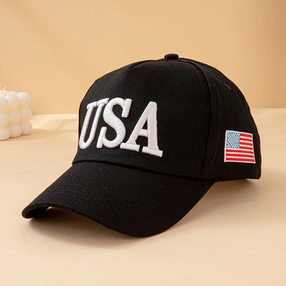 Fashion USA Letter Embroidered Baseball Cap American Flag Patch Adjustable Patriotic Dad Hat Outdoor Casual Daily