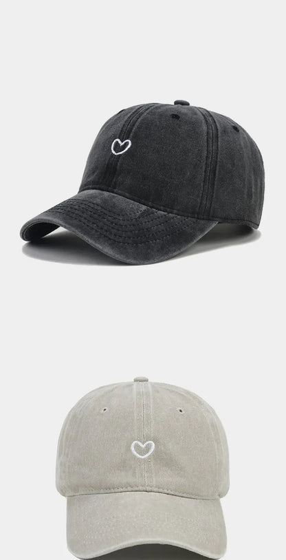Hat New For Women Men Washed Cotton Baseball Cap Soft Top Embroidered Love Retro