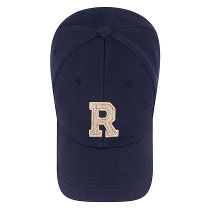 New High Quality R Letter  Gold Thread 3D Embroidery Adjustable Elastic Pineapple Cloth Baseball Cap Sun Hat