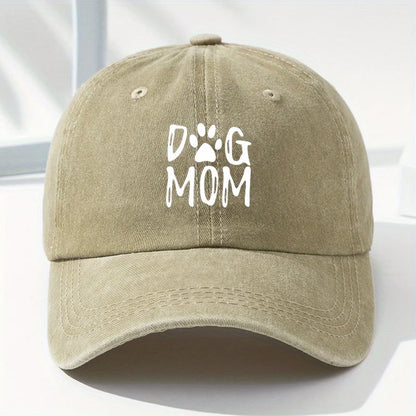 Classic Washed Retro Dog Mom Printed Baseball Cap, Outdoor Casual Sports