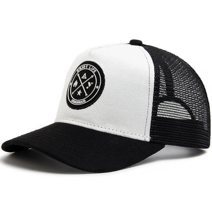 Circular leather label Summer Men Mesh Baseball Cap For Women