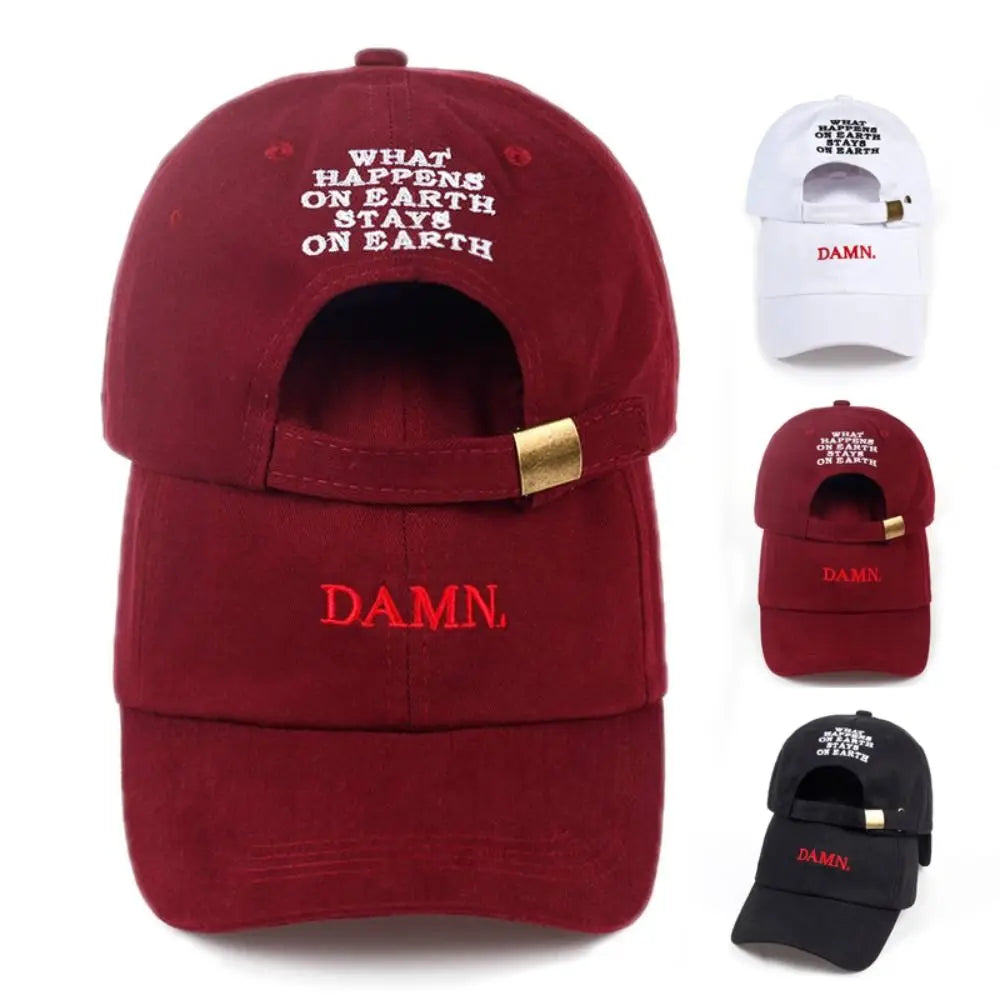 Letter DAMN Embroidery Baseball Cap Stitched Adjustable Washed Cotton Baseball Hip Hop Sunscreen Hat