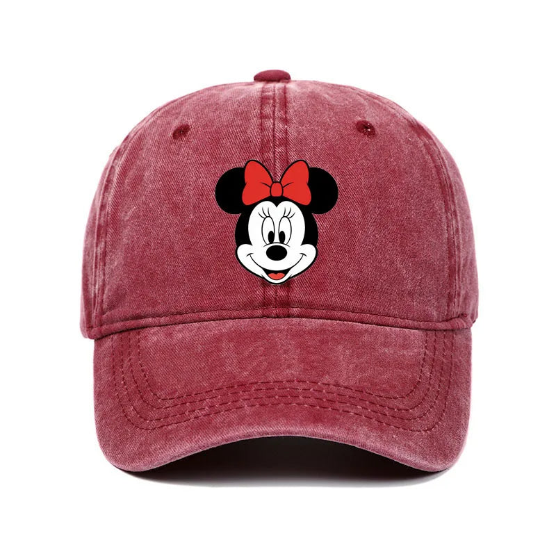 Unisex Vintage Washed Mickey Minnie Print Baseball Cap for Men Women