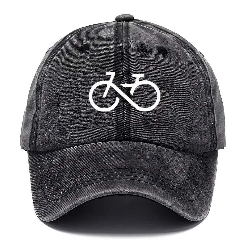 Vintage Bicycle Printed Baseball Cap with White Geometric Design for Running