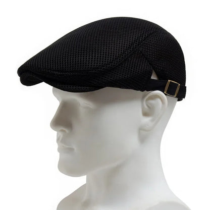 Men Summer Hollow Mesh Beret Breathable Vintage Forward Cap