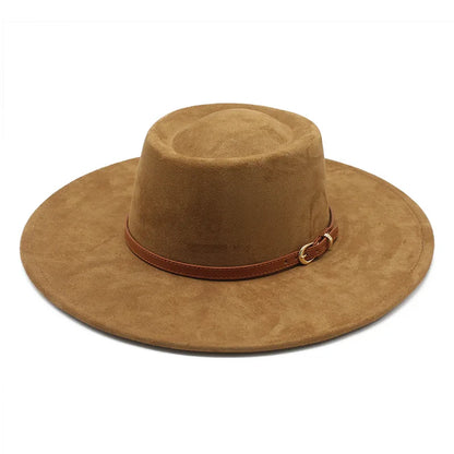 French Style Elegant Dome Hat, Cross-Border New Suede Wide Brim Jazz Hat
