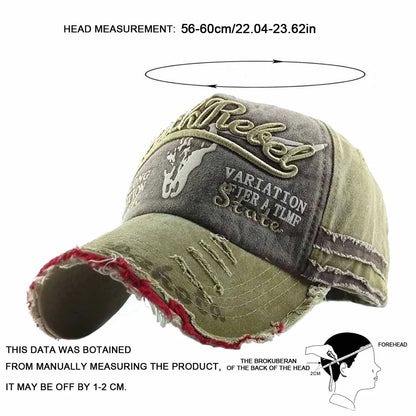 Unisex Black Rebel Letter Embroidery Wash Baseball Caps