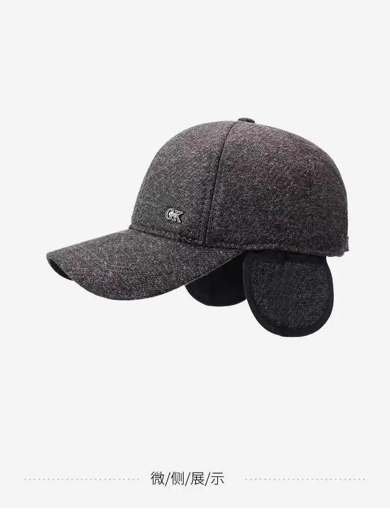 Thickened Warm Winter Hat Color Block Earflap Baseball Cap Ear Protection Adjustable Outdoor Casual Cap