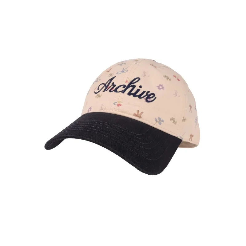 Korean Floral Letter Embroidered Baseball Cap