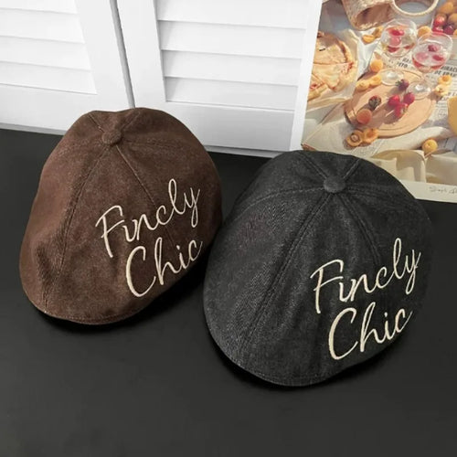 Ins Personalized Letters Embroidered Denim Berets