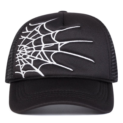 Unisex Spider Web Embroidery Baseball Net Caps Spring and Summer