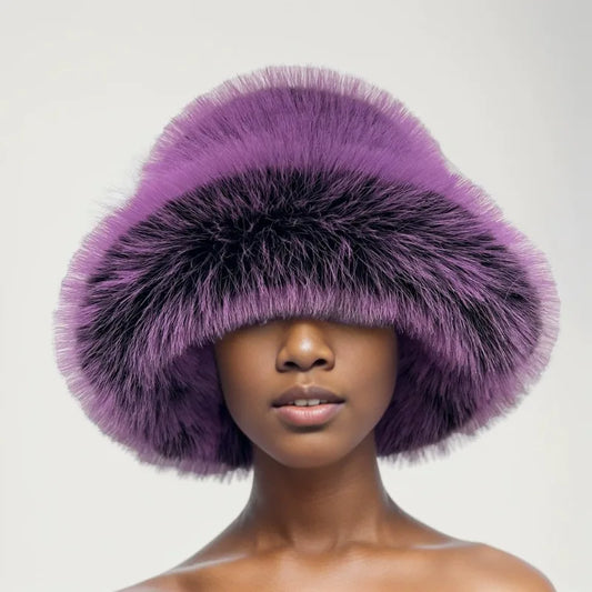 New Luxury Warm Faux Fur Bucket Hats Women