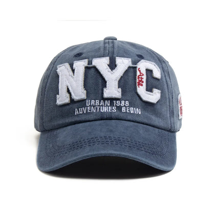New Vintage Big Letter NYC Baseball Cap Men Cotton Washed Spring Autumn