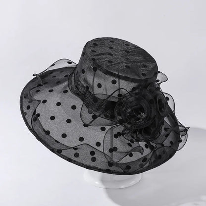 Unique Design Organza Sun Hats For Women Wide Brim