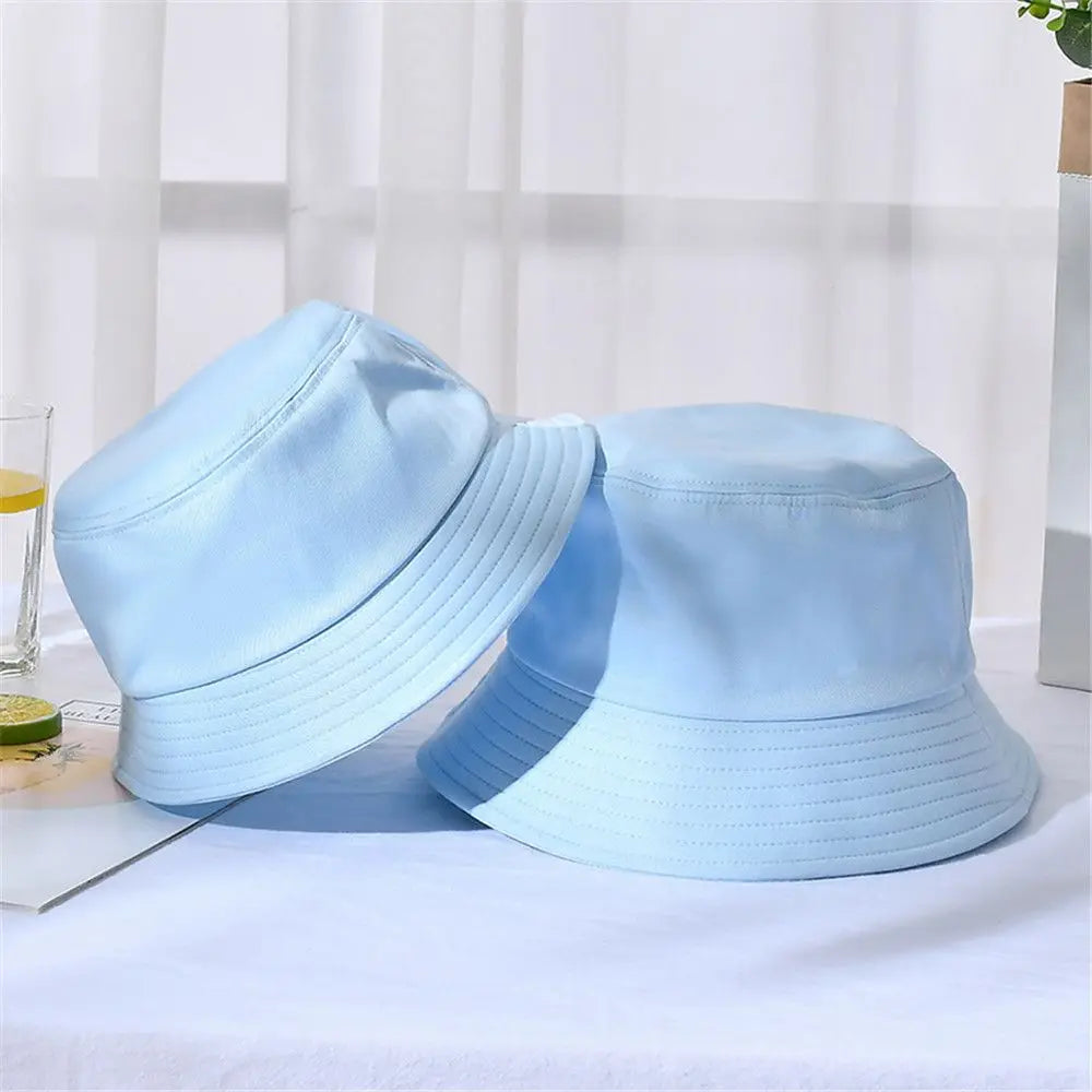 Foldable Bucket Hat Unisex Women Outdoor Sunscreen Hat Pure Color Fishing Hunting Cap