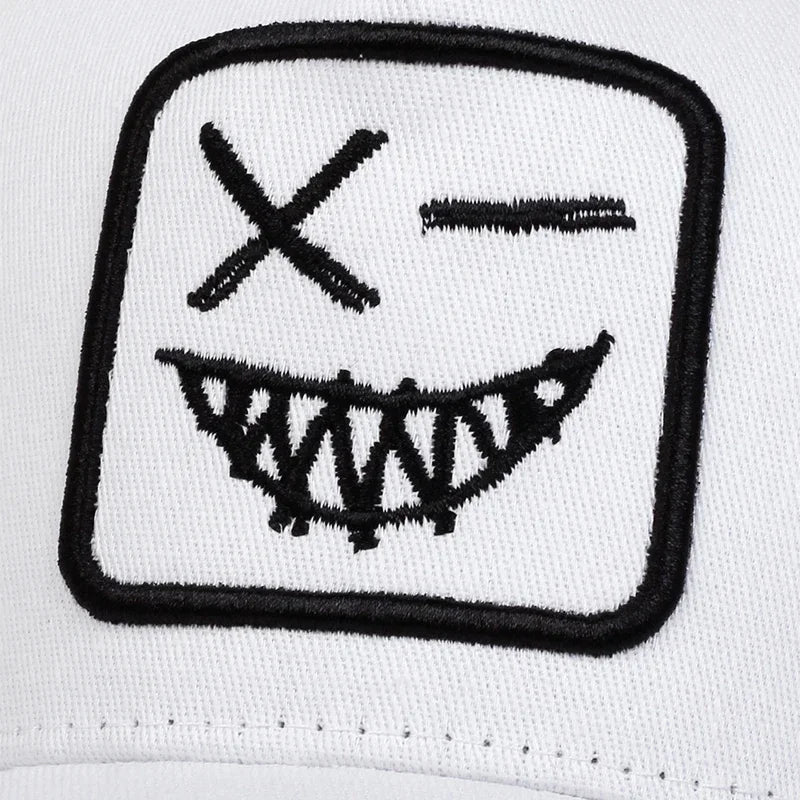 Unisex X Smiling Face Teeth Embroidery Baseball Net Caps