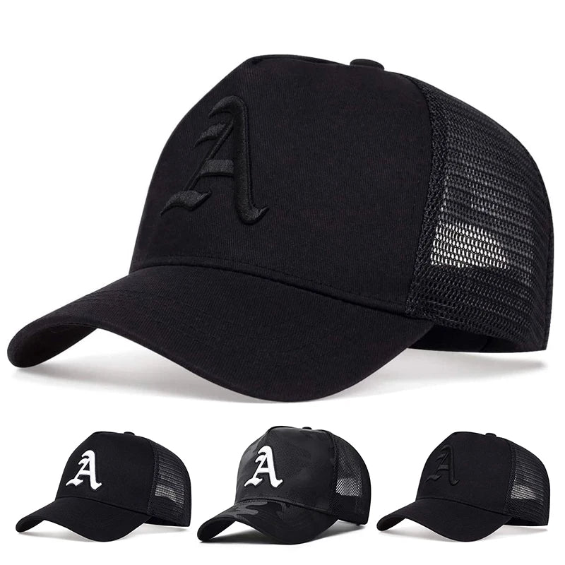 Unisex Gothic Letter A Embroidery Embroidery Baseball Net Caps