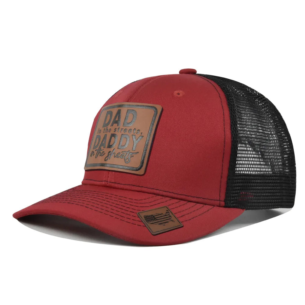 Spring Summer Leather Mesh Baseball Cap Men Women