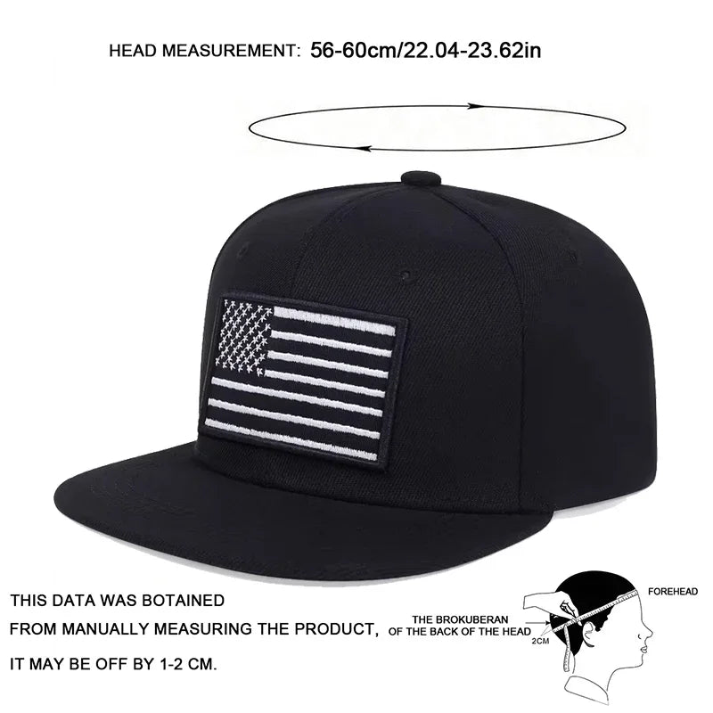 Unisex American Flag Embroidery Hip-Hop Hats Spring Autumn Outdoor