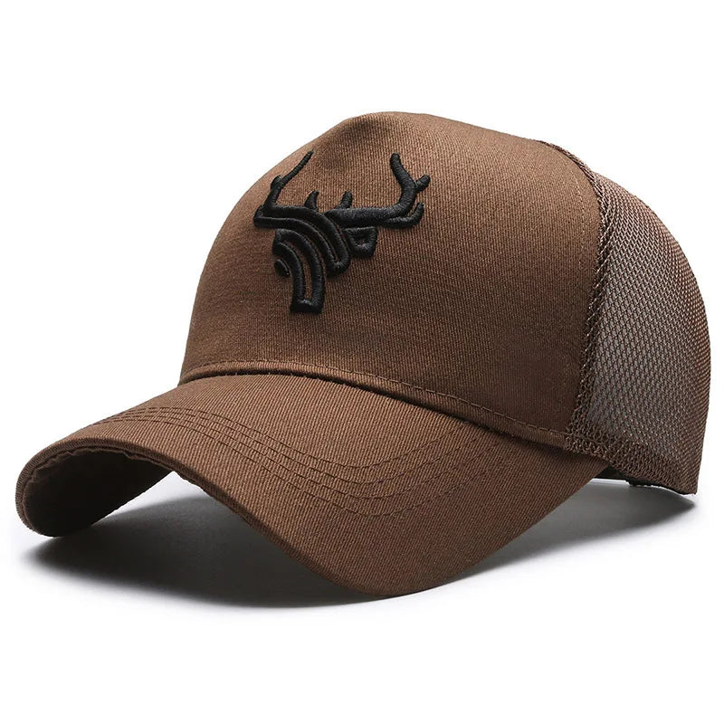 Unisex Animal Antlers Embroidery Baseball Net Caps Spring and Summer