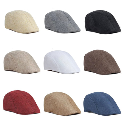 Men's Simple Light Plate Imitation Linen Beret British Retro