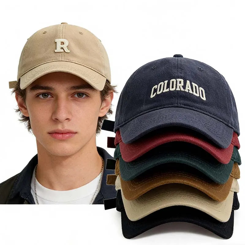 Vintage Letter Embroidered Baseball Cap Trendy Peaked Hat