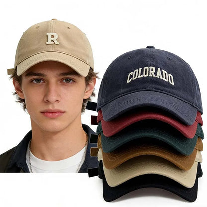 Vintage Letter Embroidered Baseball Cap Trendy Peaked Hat