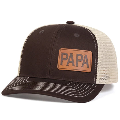 Unisex Brown PAPA Leather Label Baseball Net Caps Spring Summer