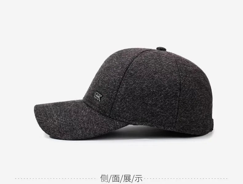 Thickened Warm Winter Hat Color Block Earflap Baseball Cap Ear Protection Adjustable Outdoor Casual Cap