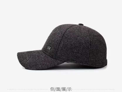Thickened Warm Winter Hat Color Block Earflap Baseball Cap Ear Protection Adjustable Outdoor Casual Cap