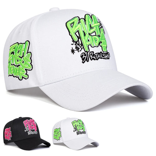 Unisex Rich Kios Letter Embroidery Baseball Caps Spring and Autumn