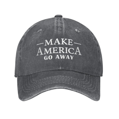 Make America Go Away Unisex Baseball Cap Funny Sarcasm Saying Distressed Denim Hats