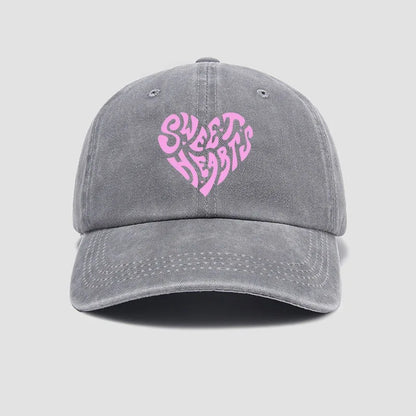 Pink Heart-Shaped Letter Printed Baseball Cap