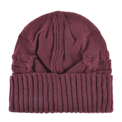 Winter Beanies Men Knitted Skull Pattern Solid Color Hat With Metal Skulls