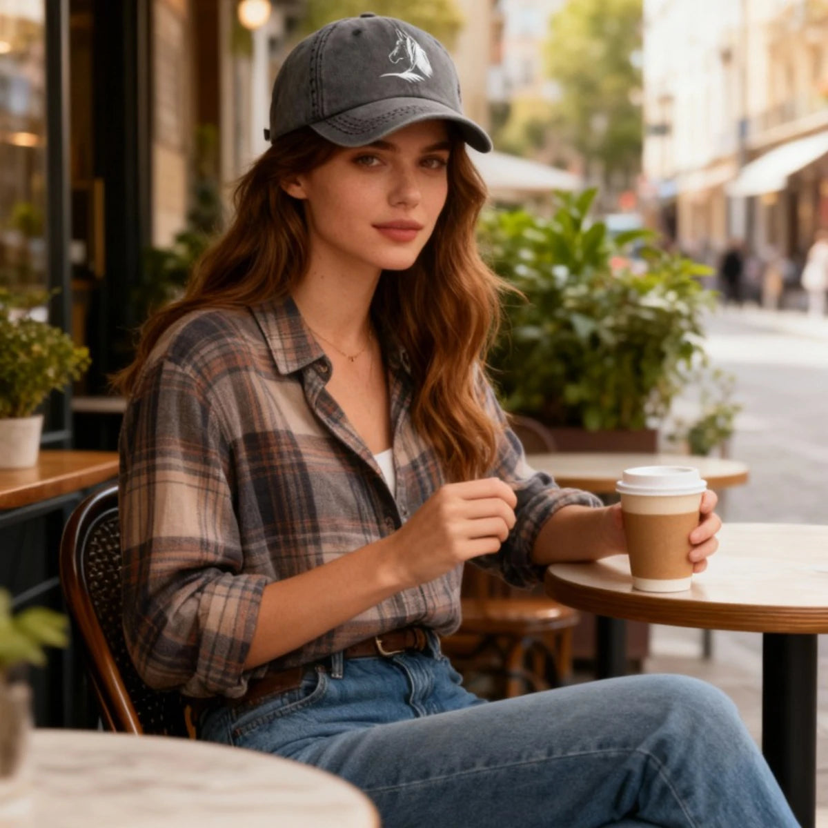 Women's Horse Print Baseball Cap, Elegant Horse Head Design, Durable Textile Fabric