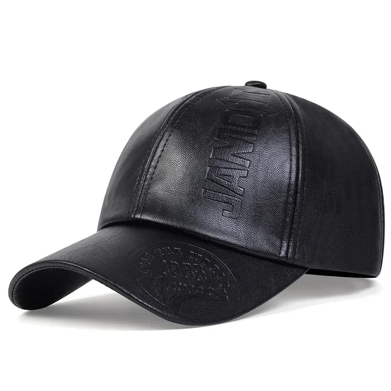 Unisex 1985 Letter Imprinting Leather Baseball Caps Spring and Autumn