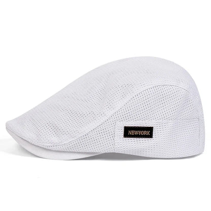 Men New York Label Mesh Breathability Newsboy Caps