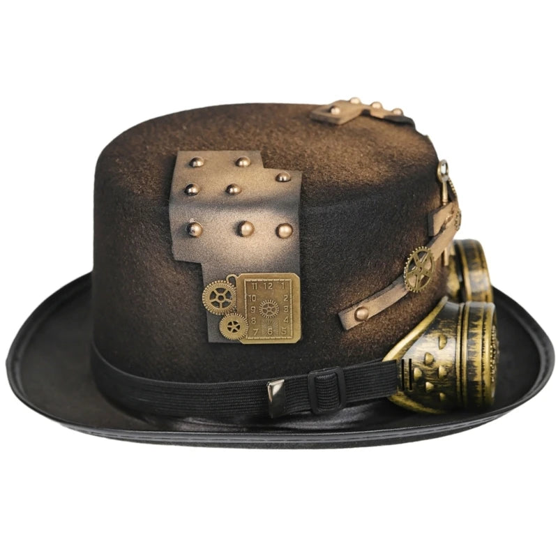 Steampunk Top Hat With Goggles Steampunk Bowler Top Hat