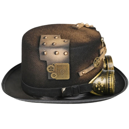 Steampunk Top Hat With Goggles Steampunk Bowler Top Hat