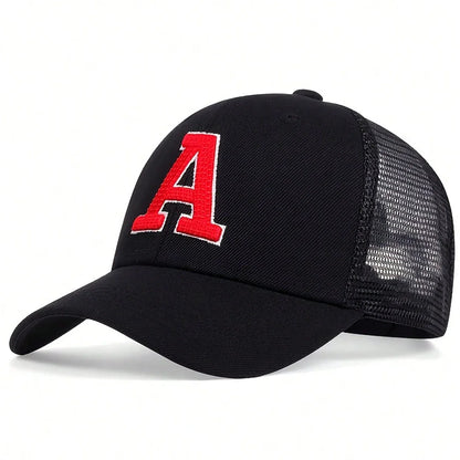Unisex A Letter Embroidery Baseball Net Caps Spring and Summer
