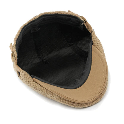 Autumn Flat Peaked Cap For Men Solid Knit Beret Hat Women