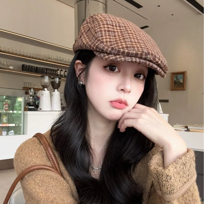 Elegant Vintage Berets Flat Top Japanese Style Newsboy Cap