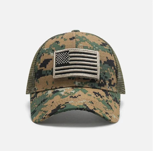 Camouflage Adjustable Breathable Sticker Embroidery Baseball Cap Mesh Hat Outdoor Sunscreen Cap ﻿