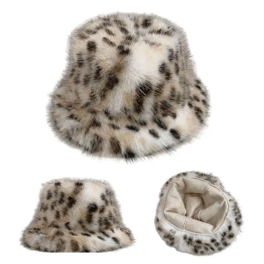 2025 Winter Puffy Faux Fur Bucket Hats Women