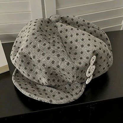Music Symbol Design Polka Dot Hat Women's White Polka Dot Beret