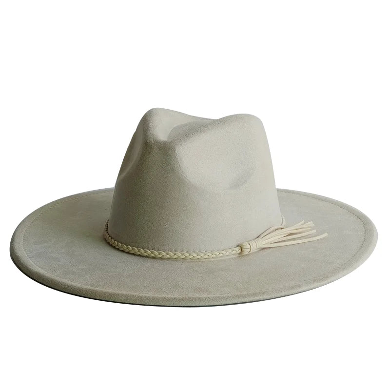 Malachite Green Suede Hat Wide Brim Fedora Hat Men Women Autumn Winter