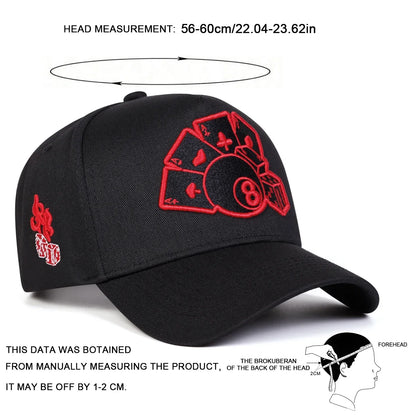 Unisex Poker Embroidery Baseball Caps Spring and Autumn